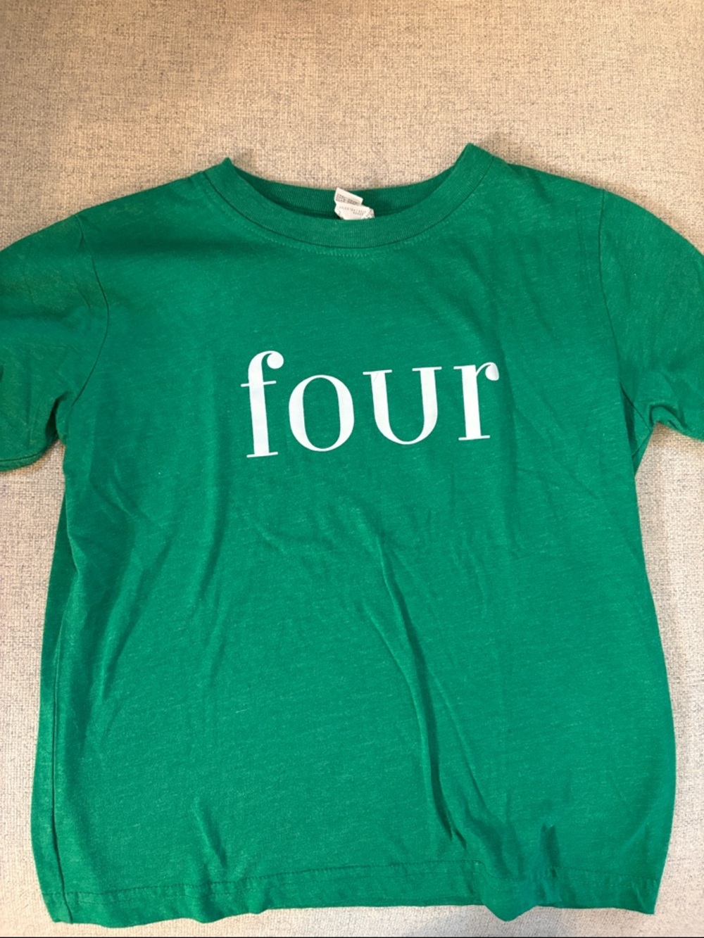 4th birthday tshirt Green Tee with White Four size 4T